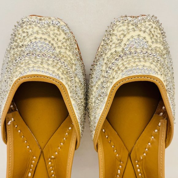 Embellished Cream and Silver Flats - Picture 2 of 16